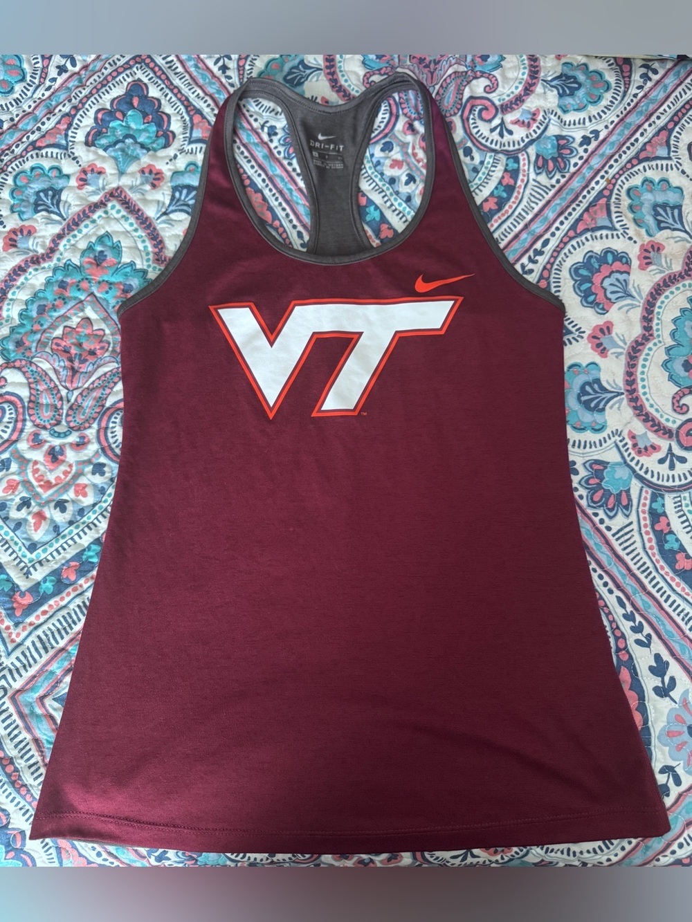 Nike Women’s Maroon/Gray VT Racerback Tank-Small